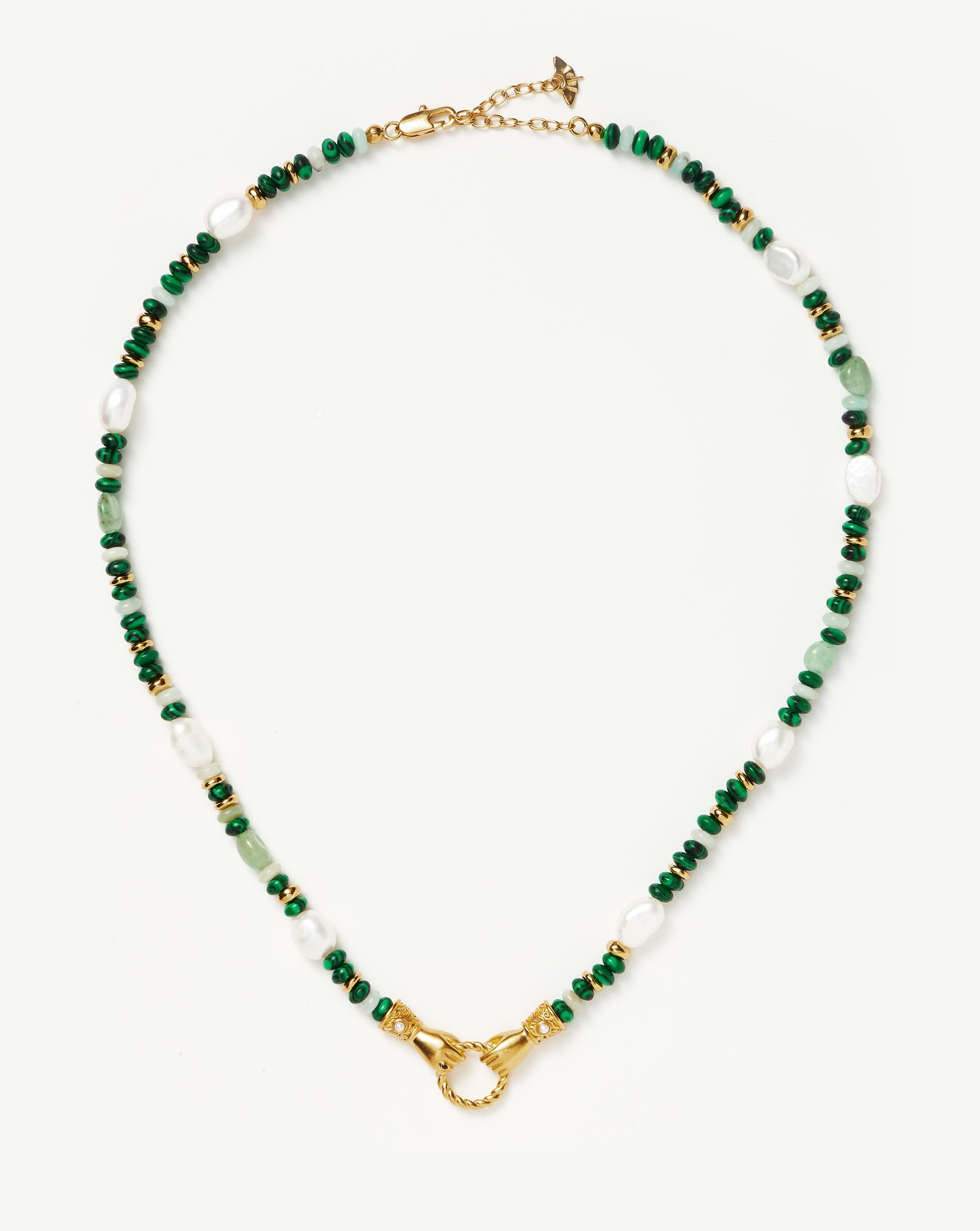 harris-reed-in-good-hands-beaded-gemstone-necklace-18ct-gold-platedmulti-green-gemstone-pearl-necklaces-missoma-641788 Harris Reed In Good Hands Beaded Gemstone Necklace | 18ct Gold Plated/Multi Green Gemstone & Pearl - Image 2