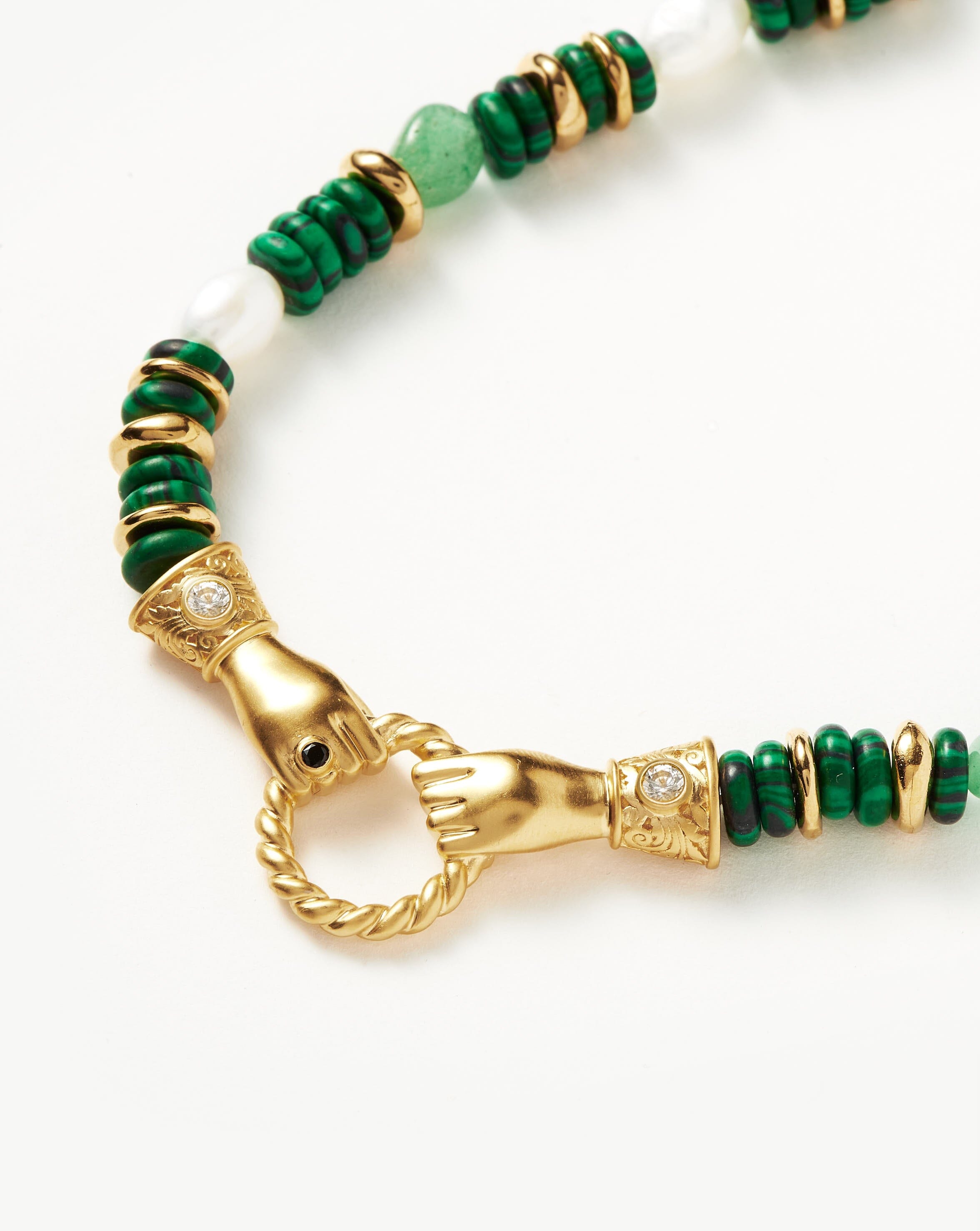 harris-reed-in-good-hands-chunky-beaded-gemstone-necklace-18ct-gold-platedmulti-green-gemstone-pearl-necklaces-missoma-496531 Harris Reed In Good Hands Chunky Beaded Gemstone Necklace | 18ct Gold Plated/Multi Green Gemstone & Pearl - Image 2