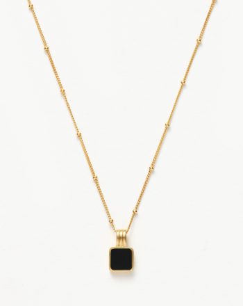 Lucy Williams Square Onyx Necklace | 18ct Gold Vermeil/Black Onyx