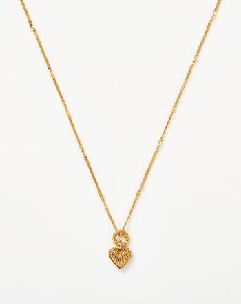 Mini Ridge Heart Charm Pendant Necklace | 18ct Gold Plated