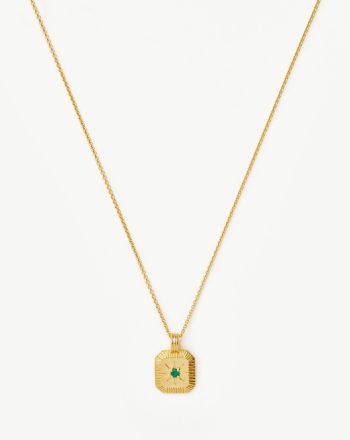 May Birthstone Pendant Necklace | 18ct Gold Vermeil/Green Onyx