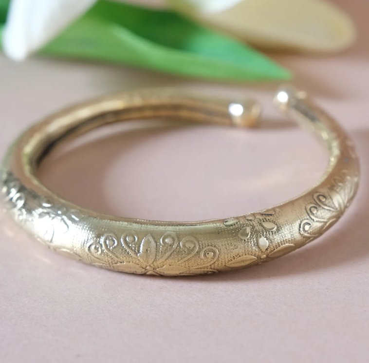 寬版雕花手鐲3 Wide-leaf engraved bracelet - Image 4