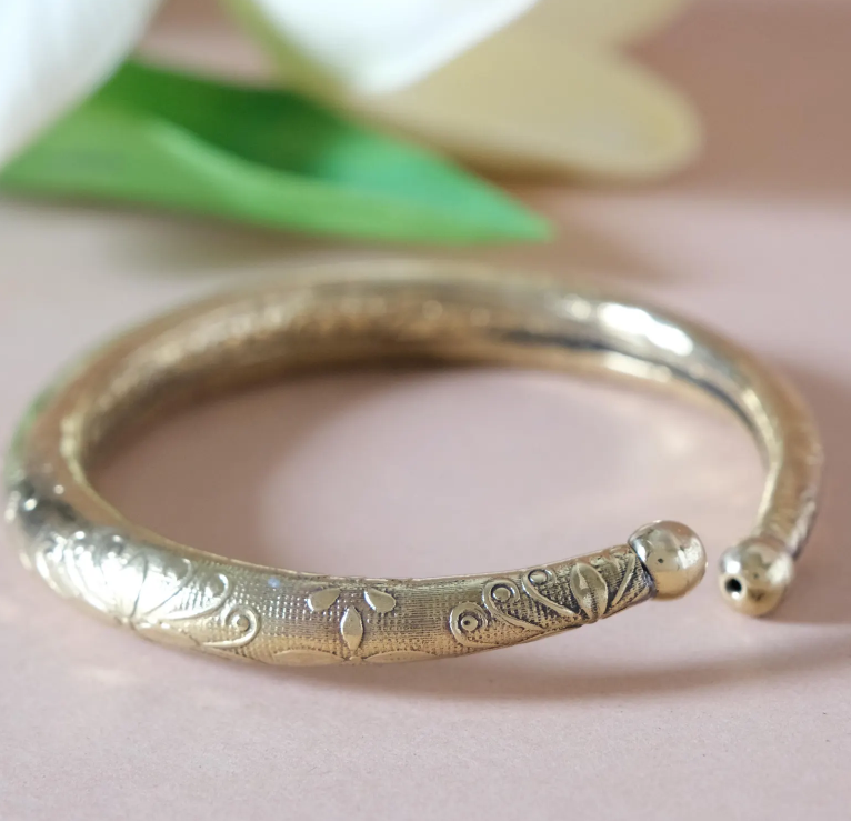 寬版雕花手鐲4 Wide-leaf engraved bracelet - Image 5